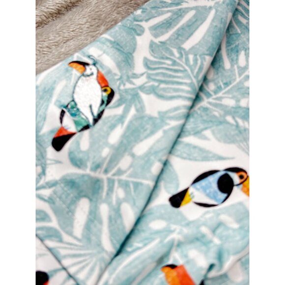 Johnnie-O Toucan Bird Polo Shirt Mens XL Short Sleeve Blend Turquoise - Picture 5 of 8